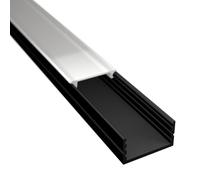 1m LED AUFBAU-17 Profil plat Noir pour bandes LED, bandes LED jusqu'à max. 17 mm avec cache (1 m Noir Mat)
