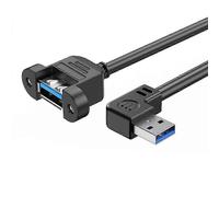 (1m Left) USB 3.0 Extension Cable USB 3.0 Male to Female With Screw Panel Mount for PC