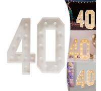 1m Lettre Lumineuse Geante Carton Chiffre Lumineux Geant Anniversaire Led Grand Lumineuse Décoration Numéro avec 20 Ampoules LED pour Anniversaire, Célébration (40)