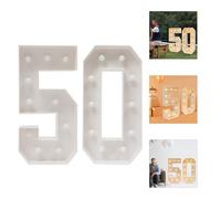 1m Lettre Lumineuse Geante Carton Chiffre Lumineux Geant Anniversaire Led Grand Lumineuse Décoration Numéro avec 20 Ampoules LED pour Anniversaire, Célébration (50)