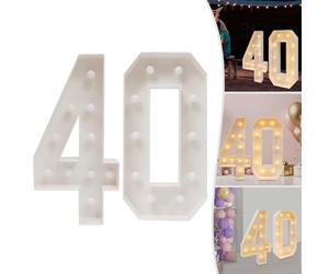 1m Lettre Lumineuse Geante Carton Chiffre Lumineux Geant Anniversaire Led Grand Lumineuse Décoration Numéro avec 20 Ampoules LED pour Anniversaire, Célébration (40)