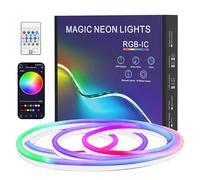 1M Neon Ruban LED, Effet Arc-en-Ciel, Bande LED Néon RGBIC Flexible, Bande LED Chambre Étanche IP67 Silicone, APP et Télécommande, Synchronisation de Musique, Pour Maison, Chambre, Jardin, Exterieur