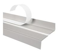 Nez de marche profilé d'escalier, PVC, adhésif et antidérapant, gris clair, 40x25, 100cm, ND