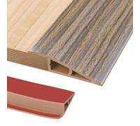 1M Rampe Seuil de Porte Adhesif 10mm-15mm(H), Barre de Seuil Rattrapage PVC Bandes de Transition Sol Rampe de Seuil Bande de Seuil Rattrapage, Grain de Bois Brun Foncé(Deux Côtés Adhésifs)