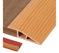 1M Rampe Seuil de Porte Adhesif 5mm-10mm(H), Barre de Seuil Rattrapage PVC Bandes de Transition Sol Rampe de Seuil Bande de Seuil Rattrapage(Largeur 5 cm, Grain de Bois Jaune)