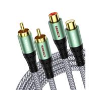 1M RCA Extension Cable,2 RCA Gold Plated Stereo Audio Cable 2RCA Male to Female Subwoofer Cable for Amplifiers,Home Theater,Hi-Fi Channels