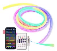 1M RGB Bande LED, IP65 étanche 360 degrés Tube de maille circulaire néon, Flexible Dream Color Neon Ruban LED pour la fête à la Maison(Le port USB n'est pas étanche)