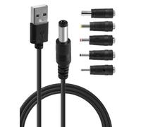 1M Universel Convertisseur Câble USB DC 5V vers 5.5 x 2.1mm, 2,0 A DC USB Cable d'alimentation Barrel Jack Adaptateur Cordon d'alimentation avec 5 Connecteurs pour Routeur Caméra TV Box Enregistreur