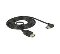 Delock Câble USB USB 2.0 USB-A mâle, USB-A femelle 1.00 m noir connecteur utilisable des deux cotés, contacts dorés, certifié UL