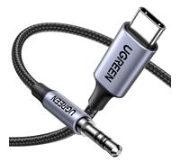 1M USB C Cable Jack 3.5mm TRS Stereo Auxiliare Car Nylon Braided Compatible with iPhone 16 Plus Pro Max 15 iPad Galaxy S25 S24 S23 A55 Pixel 9 8 7 Headphone Adapter Type C Audio DAC (Grey)