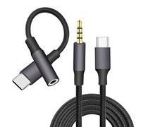 1M USB C Jack Cable & USB C to 3.5mm Adapter,Type C to 3.5mm Aux Audio Headphone Jack for iPhone 16 15 Pro Max,Galaxy S24/S23/S22 Ultra