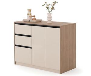 1M2nO3pK Îlot de Cuisine Roulant Buffet d'îlot de Cuisine en Bois avec 3 tiroirs et 2 Portes Rangement autoportantes Îlot de Rangement de Cuisine