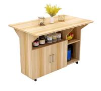 1M2nO3pK Îlot de Cuisine Roulant Chariot d'îlot de Cuisine Mobile Roulant avec abattant et Armoire Rangement for la Îlot de Rangement de Cuisine(Bruin,Moyen)