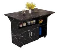 1M2nO3pK Îlot de Cuisine Roulant Chariot d'îlot de Cuisine Mobile Roulant avec abattant et Armoire Rangement for la Îlot de Rangement de Cuisine(Noir,Petit)