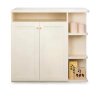 1M2nO3pK Îlot de Cuisine Roulant Console de Rangement for îlot Cuisine avec Dalle en Pierre, Buffet Bois Blanc Îlot de Rangement de Cuisine