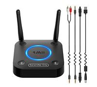 1Mii B06TX Émetteur Audio Bluetooth 5.2 pour TV, Transmetteur Adaptateur Bluetooth pour 2 Casques, aptX Faible Latence et HD, Longue Portée, Contrôle du Volume, AUX RCA Optique Coaxiale [Upgraded]
