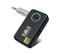 1Mii LDAC Adaptateur auxiliaire Bluetooth pour voiture, récepteur Bluetooth 5.3 sans fil avec contrôle du volume, autonomie de la batterie 8H, appels mains libres, utilisation dans la voiture/la