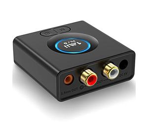 1Mii ML200 Recepteur Audio Bluetooth 5.1, Adaptateur Bluetooth pour Système Stéréo Domestique avec RCA 3,5 mm Jack AUX, SBC AAC sans Fil Hi-FI Récepteur pour Smartphone, Tablette, 12hrs Playtime