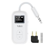 1Mii SafeFly Dual Adaptateur Avion Bluetooth 5.3 pour 2 Casques, Supporte aptX AD/LL/HD, Écran OLED, Transmetteur Bluetooth Audio sans Fil 3,5mm AUX pour Voyage Avion/TV/PC/Gym - Émetteur Uniquement