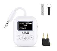 1Mii SafeFly Min+ Émetteur audio Bluetooth pour réception, version améliorée 2024, prend en charge l'émetteur et le récepteur AptX, faible latence et HD sans perte, équipé d'adaptateurs d'avion et
