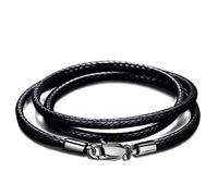 1mm 1.5mm 2mm 3mm Collier En Cuir Noir Cordon Cordon Ciré Corde Avec Chaîne De Fermoir De Homard En Acier Inoxydable Pour Hommes Femmes DIY Bijoux-noir 1mm, 45cm