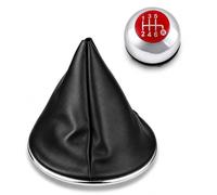 1neiSmartech Kit pommeau lentille rouge levier de vitesse 6 vitesses avec soufflet avec cadre argenté et bague de retenue, compatible avec Fiat 500 (312) et 500C à partir de 2007, vérification OEM