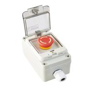 1NO1NC 380V Bouton Arrêt Urgence Interrupteur Champignon Rouge | Boîtier Marche Arrêt Momentané, Station Étanche IP65, Bouton Antidéflagrant pour Contacteurs(Red instantaneous switch box)