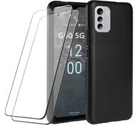 1pack De Protection Nokia G60 5g Coque Souple Noir + 2pcs Verre Trempé Pour Nokia G60 5g Portable Antichoc Cover Housse Silicone Étui Film Protecteur