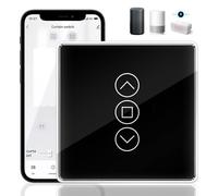 1Pack Interrupteur Volet Intelligent WiFi, Interrupteur de volet roulant 86x86mm avec Contrôle LED, Compatible Alexa Google Home, Programmation Intelligente, Vocale et Contrôle à Distance, Noir