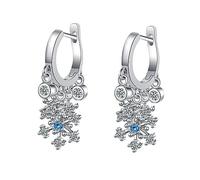 1pair Boucles d'oreilles de flocon en forme de fleurs délicates avec accents en strass de mode pendants pour les femmes pendentifs d'oreille uniques pour les fêtes de Noël et d'hiver