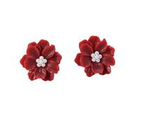 1pair déclaration de fleur sterling goutte d'oreille perle boucle florale petite fraîcheur à la mode de mode Miss White Wild