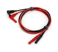 1Pair Red and Black Silicone Insulated 4mm Male Right Angle to Straight Cable Connector Multimeter Test Leads AUOQKQUT
