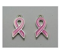 1pair Ruban Rose Charms De Sensibilisation Au Cancer Du Sein Pendentifs