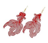 1Paire Boucles Oreilles Poisson Exagérées Pendantes Longues pour Saint et Occasions Spéciales