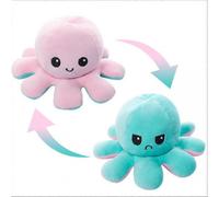 1Pas-20cm 30cm 40cm Peluche Pieuvre Géante Réversible Peluche Pieuvre Réversible Heureuse Triste Jouet Neuf-Bleu Rose 20CM