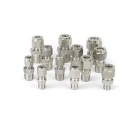 1PC 1/2" BSPT Male Fit 4mm OD Tube 304 Stainless Steel Double Ferrule Compression Union Fitting