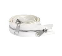 1pc 10/20/30/40/50/60/70/80cm 5# coloré à extrémité ouverte Double curseurs argent métal fermeture éclair pour vêtement accessoire à créer soi-même, Blanc, 80cm