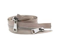 1pc 10/20/30/40/50/60/70/80cm 5# coloré à extrémité ouverte Double curseurs argent métal fermeture éclair pour vêtement accessoire à créer soi-même, Beige, 70cm