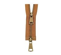1pc 10/20/30/40/50/60/70/80cm 5# coloré à extrémité ouverte Double curseurs Bronze fermeture éclair en métal pour la réparation de couture de vêtement, Marron, 40cm