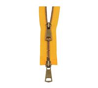 1pc 10/20/30/40/50/60/70/80cm 5# coloré à extrémité ouverte Double curseurs Bronze fermeture éclair en métal pour la réparation de couture de vêtement, Jaune, 40cm