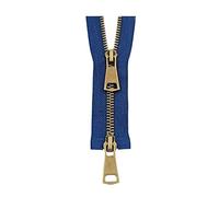 1pc 10/20/30/40/50/60/70/80cm 5# coloré à extrémité ouverte Double curseurs Bronze fermeture éclair en métal pour la réparation de couture de vêtement, Bleu marine, 70cm