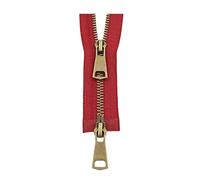 1pc 10/20/30/40/50/60/70/80cm 5# coloré à extrémité ouverte Double curseurs Bronze fermeture éclair en métal pour la réparation de couture de vêtement, Vin rouge, 80cm