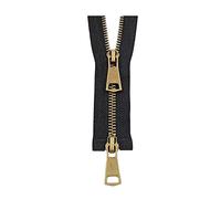 1pc 10/20/30/40/50/60/70/80cm 5# coloré à extrémité ouverte Double curseurs Bronze fermeture éclair en métal pour la réparation de couture de vêtement, Le noir, 70cm