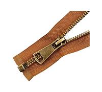 1pc 10/20/30/40/50/60/70/80cm 5# coloré à extrémité ouverte verrouillage automatique Bronze fermeture éclair pour vêtement chaussures sacs couture bricolage accessoires, Marron, 80cm