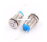 1PC 12mm 2Pin Metal Self-Locking Button Switch Blue LED Waterproof Small Switch With Resistor 220V NWPNLXEA