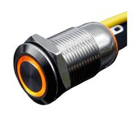 1PC 12MM avec LED 12V 24V 220V bouton métallique interrupteur bouton poussoir de verrouillage autobloquant étanche éclairé(Yellow,220V)