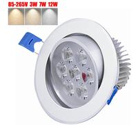 1Pc 12W Led encastrable Lampes de cuisine Blanc chaud 230V Lampes d'armoire Lampes de vitrine Rondes Haute luminosité Spots Led Encastrés, Blanc froid