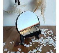 1pc 15cm Black Obsidian Scrying Mirror Crystals Stone Round Plate Witchcraft Home Decor With Shelf Gemstone Stone