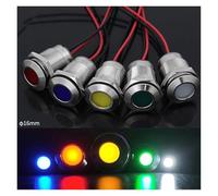 1pc 16mm apply to motorcycle car Boat airplane DIY Waterproof IP67 Metal LED Warning Indicator Light Signal Lamp Pilot Wire NWPNLXEA(3p,16MM_12-24V)
