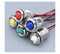 1pc 16mm motorcycle car Boat airplane DIY Waterproof IP67 Metal LED Warning Indicator Light Signal Lamp Pilot Wire NWPNLXEA(Green,16MM_12-24V)